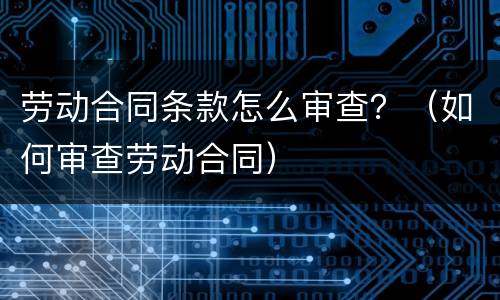劳动合同条款怎么审查？（如何审查劳动合同）