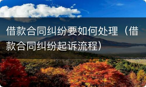 借款合同纠纷要如何处理（借款合同纠纷起诉流程）