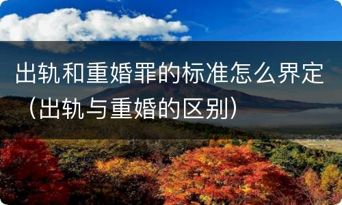 出轨和重婚罪的标准怎么界定（出轨与重婚的区别）