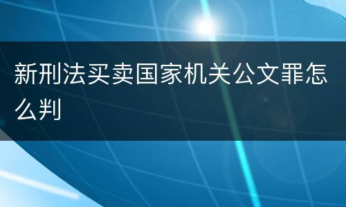 新刑法买卖国家机关公文罪怎么判