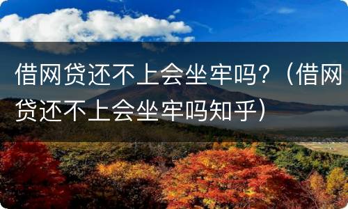 借网贷还不上会坐牢吗?（借网贷还不上会坐牢吗知乎）