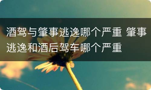 酒驾与肇事逃逸哪个严重 肇事逃逸和酒后驾车哪个严重