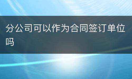 分公司可以作为合同签订单位吗
