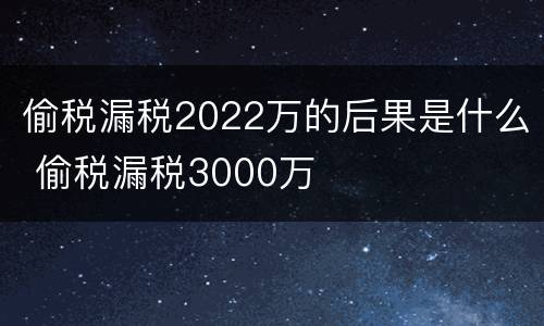 偷税漏税2022万的后果是什么 偷税漏税3000万