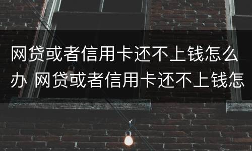 网贷或者信用卡还不上钱怎么办 网贷或者信用卡还不上钱怎么办呢
