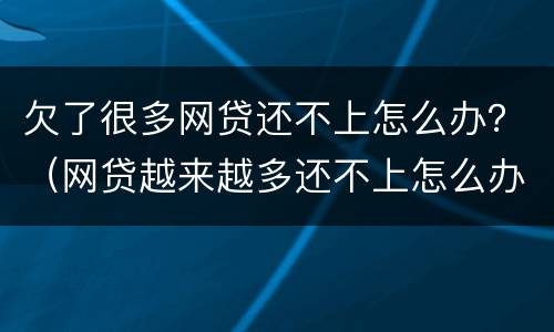 欠了很多网贷还不上怎么办？（网贷越来越多还不上怎么办）