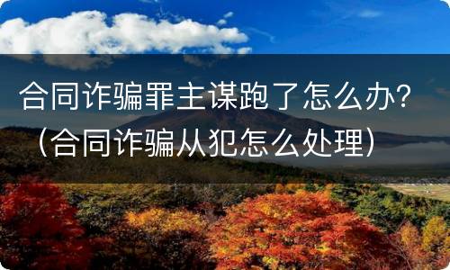 合同诈骗罪主谋跑了怎么办？（合同诈骗从犯怎么处理）