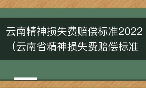 云南精神损失费赔偿标准2022（云南省精神损失费赔偿标准2020）