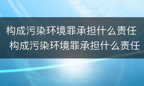 构成污染环境罪承担什么责任 构成污染环境罪承担什么责任呢