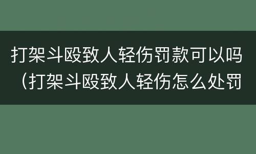 打架斗殴致人轻伤罚款可以吗（打架斗殴致人轻伤怎么处罚）