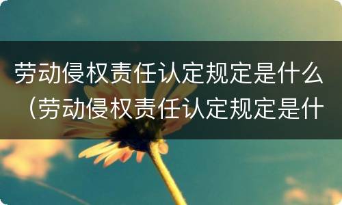 劳动侵权责任认定规定是什么（劳动侵权责任认定规定是什么意思）
