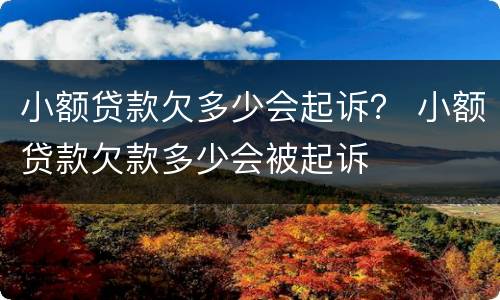 小额贷款欠多少会起诉？ 小额贷款欠款多少会被起诉