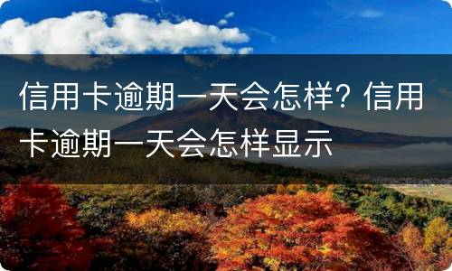 信用卡逾期一天会怎样? 信用卡逾期一天会怎样显示