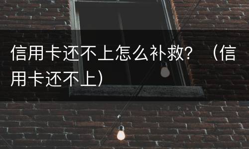 信用卡还不上怎么补救？（信用卡还不上）