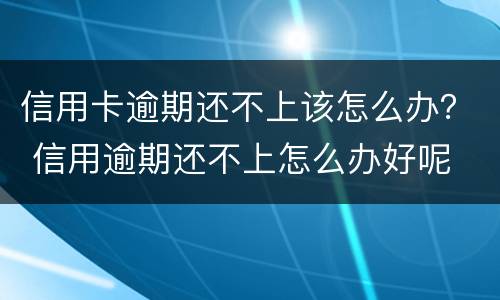 信用卡逾期还不上该怎么办？ 信用逾期还不上怎么办好呢