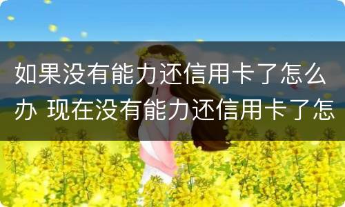 如果没有能力还信用卡了怎么办 现在没有能力还信用卡了怎么办