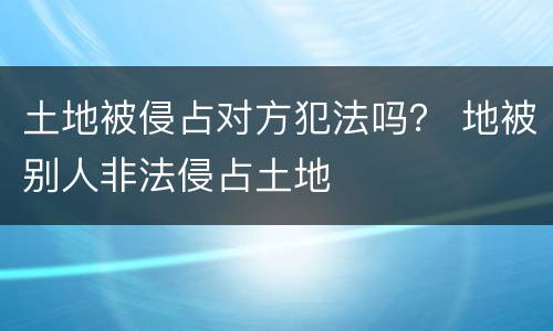 土地被侵占对方犯法吗？ 地被别人非法侵占土地