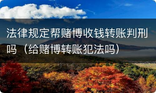 法律规定帮赌博收钱转账判刑吗（给赌博转账犯法吗）