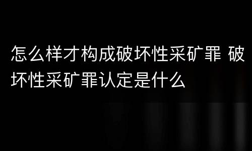 怎么样才构成破坏性采矿罪 破坏性采矿罪认定是什么