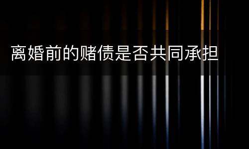 离婚前的赌债是否共同承担