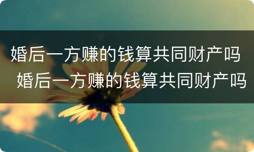婚后一方赚的钱算共同财产吗 婚后一方赚的钱算共同财产吗女方