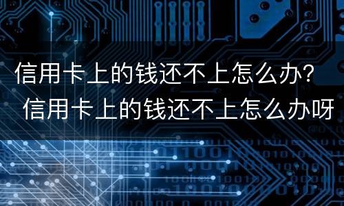 信用卡上的钱还不上怎么办？ 信用卡上的钱还不上怎么办呀