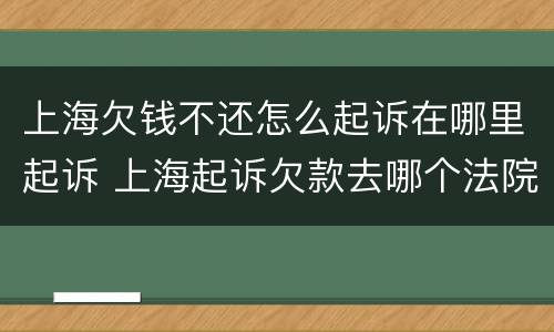 上海欠钱不还怎么起诉在哪里起诉 上海起诉欠款去哪个法院