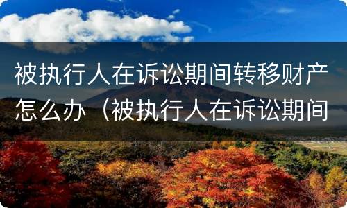 被执行人在诉讼期间转移财产怎么办（被执行人在诉讼期间转移财产怎么办呢）