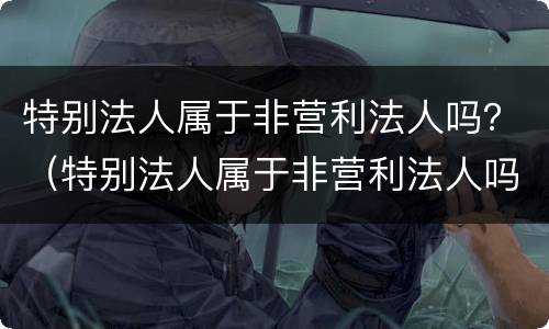 特别法人属于非营利法人吗？（特别法人属于非营利法人吗对吗）