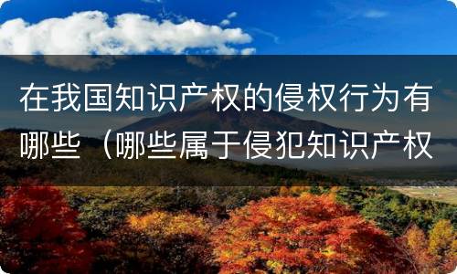 在我国知识产权的侵权行为有哪些（哪些属于侵犯知识产权的行为）