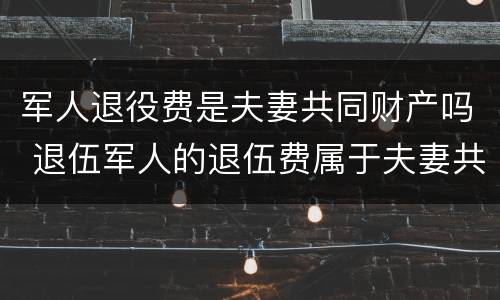 军人退役费是夫妻共同财产吗 退伍军人的退伍费属于夫妻共同财产吗