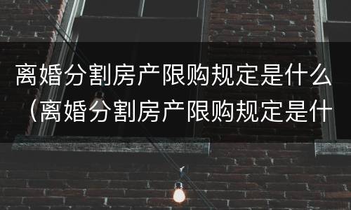 离婚分割房产限购规定是什么（离婚分割房产限购规定是什么意思）