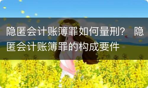 隐匿会计账簿罪如何量刑？ 隐匿会计账簿罪的构成要件