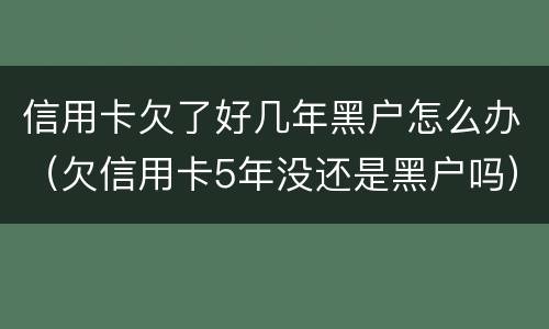 信用卡欠了好几年黑户怎么办（欠信用卡5年没还是黑户吗）