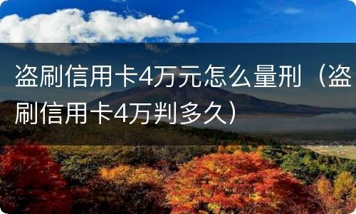 盗刷信用卡4万元怎么量刑（盗刷信用卡4万判多久）