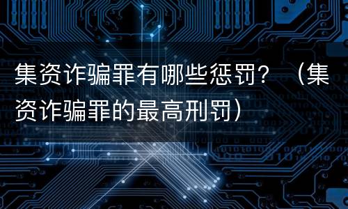 集资诈骗罪有哪些惩罚？（集资诈骗罪的最高刑罚）