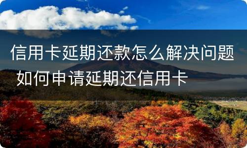 信用卡延期还款怎么解决问题 如何申请延期还信用卡