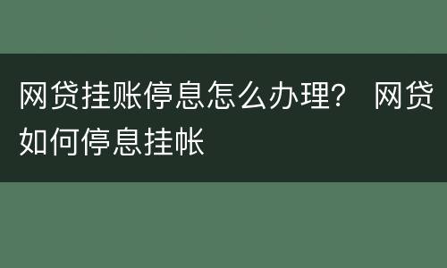 网贷挂账停息怎么办理？ 网贷如何停息挂帐