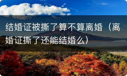 结婚证被撕了算不算离婚（离婚证撕了还能结婚么）