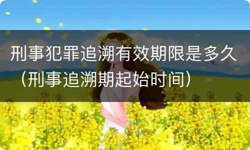 刑事犯罪追溯有效期限是多久（刑事追溯期起始时间）