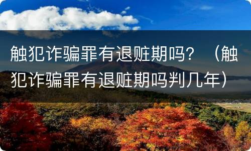 触犯诈骗罪有退赃期吗？（触犯诈骗罪有退赃期吗判几年）