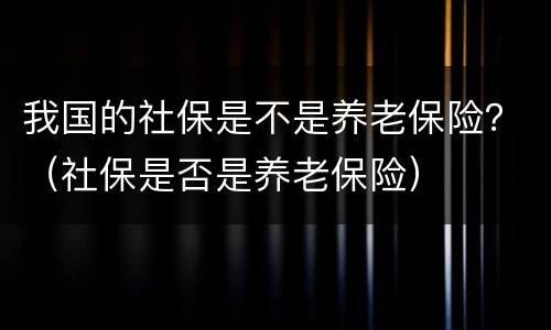 我国的社保是不是养老保险？（社保是否是养老保险）