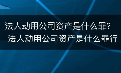 法人动用公司资产是什么罪？ 法人动用公司资产是什么罪行
