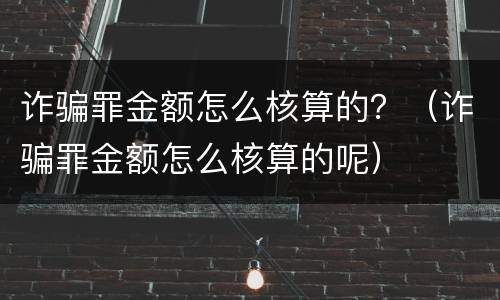 诈骗罪金额怎么核算的？（诈骗罪金额怎么核算的呢）