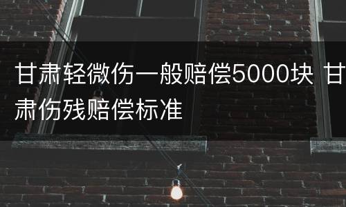 甘肃轻微伤一般赔偿5000块 甘肃伤残赔偿标准