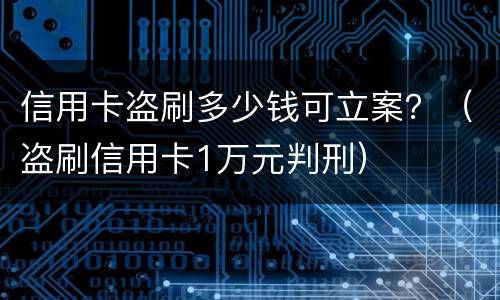 信用卡盗刷多少钱可立案？（盗刷信用卡1万元判刑）
