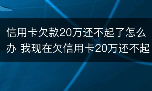 信用卡欠款20万还不起了怎么办 我现在欠信用卡20万还不起了怎么办