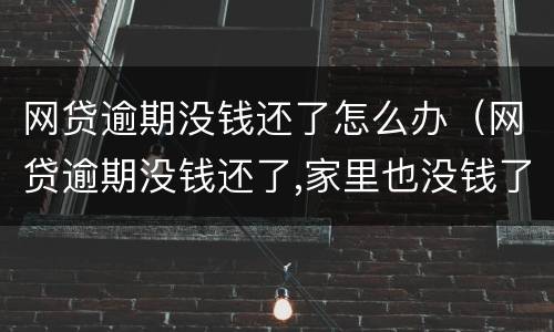 网贷逾期没钱还了怎么办（网贷逾期没钱还了,家里也没钱了怎么办）