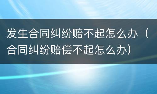 发生合同纠纷赔不起怎么办（合同纠纷赔偿不起怎么办）