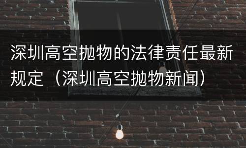 深圳高空抛物的法律责任最新规定（深圳高空抛物新闻）
